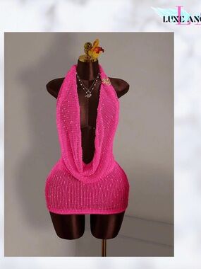 Hot Pink Halter Mini Dress